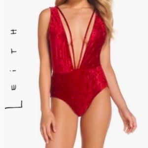 Red velvet swimsuit L